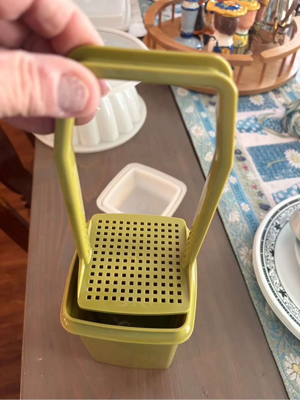 Tupperware olive green pickle container